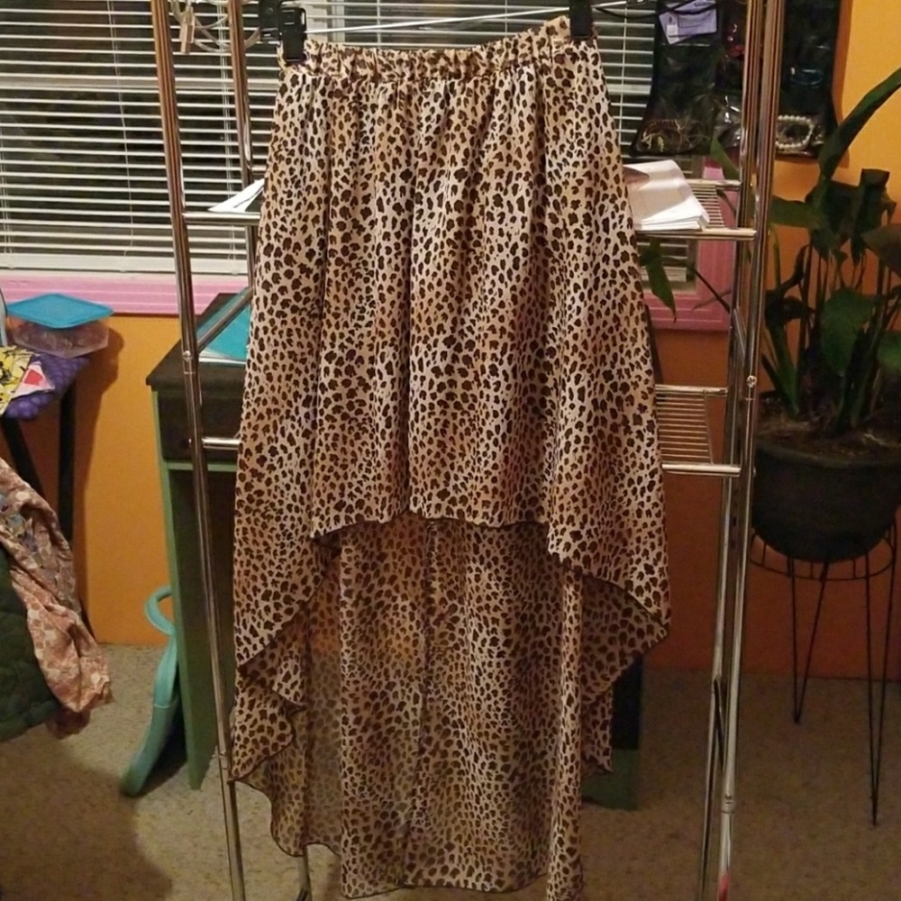Cheetah print high - low skirt